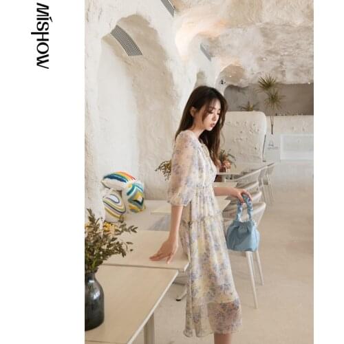 MISHOW Summer New Womens Dresses Fashion Printed High Waist Aline Loose Womens Summer Beach Dress Causal Vestidos MXA22L0074