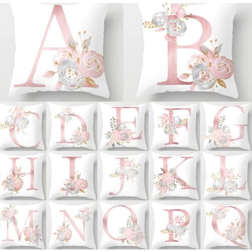 Pillow Letters Pink Floral Decorative Cushions Pillowcase Polyester Cushion Cover Throw Pillow Sofa Decoration Pillowcover 40835