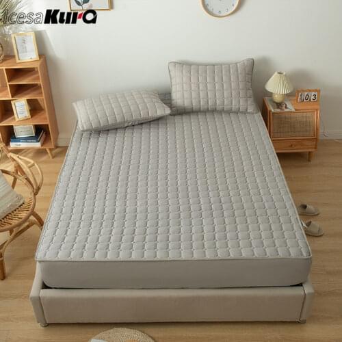 Simple Solid Color Cotton Waterproof Non-slip Bed Sheet Bedspread Childrens Diaphragm Mattress Cover