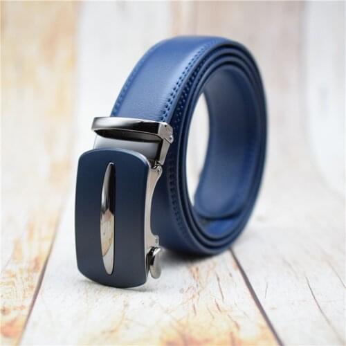 Cow Leather Belt With Alloy Automatic Buckle Fashion Men Belts Blue Male Waist Belts 2021 Plus Size Belt 90-130CM designer Strap