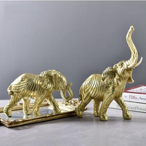 NORDIC LUXURY GOLDEN ELEPHANT RESIN ORNAMENTS HOME LIVINGROOM TABLE FURNISHINGS DECORATION HOTEL OFFICE DESKTOP FIGURINES CRAFTS
