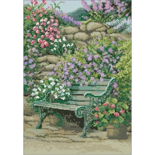 Garden bench patterns Counted Cross Stitch 11CT 14CT 18CT DIY Chinese Cross Stitch Kits Embroidery Needlework Sets