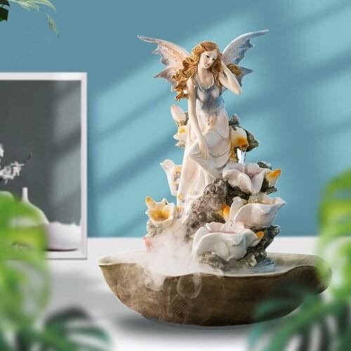 Nordic Cute Angel Fairy Resin Water Fountain Accessories Hotel Club Villa Furnishing Decoration Home Livingroom Sculpture Crafts