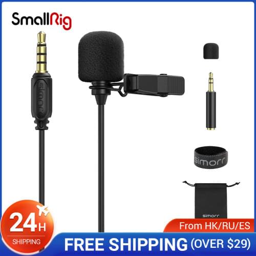Simorr L1-3.5mm TRS/TRRS Professional Lavalier Microphone for Mobile Phone Computer Lapel Clip-on Mic Cable Length 6.5ft-3388