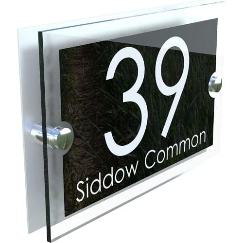 House number Modern acrylic house sign with Black Inset 5 year Genuine Perspex Door sign