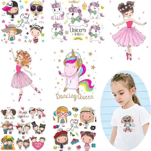 DIY Iron On Transfer Ballet Girl Patches For Clothes Stripe Iron Heat Transfer Patch Sticker Thermal Cute Applique Badge