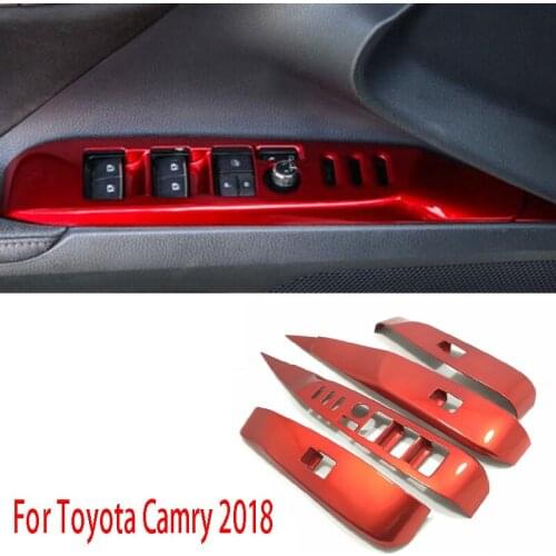 High quality Car Armrest Lift Button inner door Window glass switch panel cover trim For Toyota Camry XV70 2018 2019 Styling