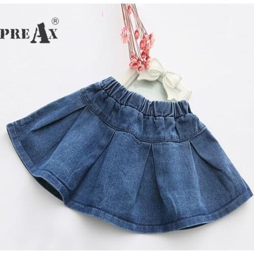 2018 Spring Summer Denim Skirts for Girls Fashion School Girls Pleated Skirts Kids Clothes Baby Child High Waist Tutu Skirts