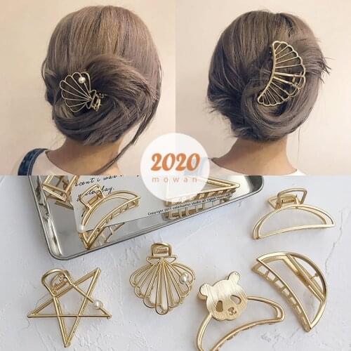 Fine Metal Stars Moon Shark Clip Half Ball Bath Hair Claws Women Hair Clip Korea Headdress Hair Accessories Wife Child Girl Gift