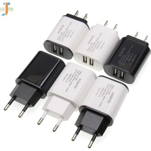 100pcs/lot 2 USB Ports 2USB Charger 5V 2A Portable Wall Adapter Mobile Phone Micro Data Charging For Samsung EU US Plug Chargers