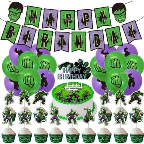 1Set Super Hero Balloons Hulk Birthday Party Balloon Cake Insert Banner Kids Birthday Party Decoration Baby Shower Balloons