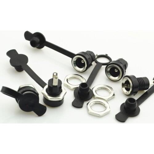 10pcs Power Supply Jack Socket Female Panel Mount Connector with cap 5.5X 2.5mm Plug Adapter 2 Pins 5.5*2.5