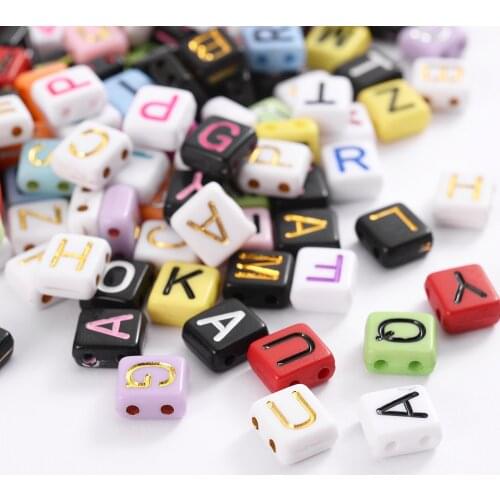 100/200/300/500pcs 9*8mm Double Hole Acrylic Letter Beads Alphabet Loose Spacer Beads For Jewelry Making DIY Women Needlework