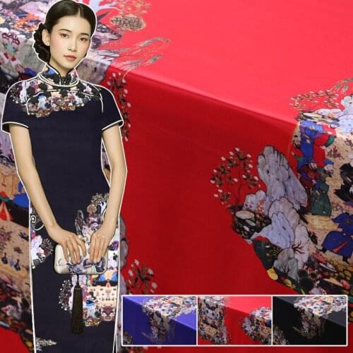 108cm wide printed chinese silk fabric 19mm silk stretch satin fabric meter digital inkjet dress fabric wholesale silk cloth