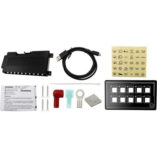 10P LED Membrane Control Switch Panel w/Backlight APP Control for Car Marine Boat