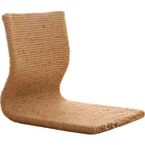 2pcs/lot Japanese Style Floor Chair Handcrafted Eco-Friendly Padded Knitted Hemp Chair with Backrest Meditation Zaisu Chair