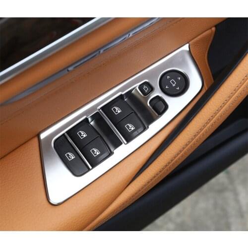 4pcs Car-Styling ABS Chrome Window Lift Button Frame Cover Trim For BMW 5 Series G30 2018 Left Hand Driver