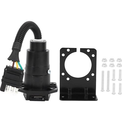 4 Pin to 7 Pin Trailer Adapter Plug with Bracket Waterproof Connector US Type 6-24V Trailer Connector Plastic + Metal Accessory