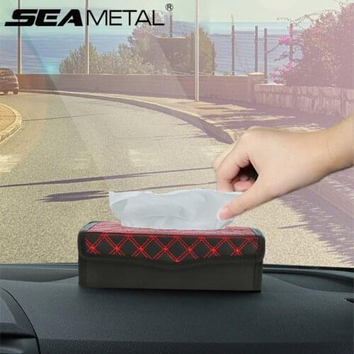Car Tissue Box PU Leather Auto Paper Towels Holder For Dashboard Armrest Office Home Desk Auto Folding Tissue Case Accessories
