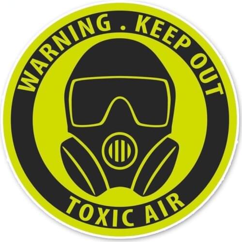 LLY-1150 Unique WARNING KEEP OUT TOXIC AIR Car Sticker PVC Motorcycle Auto Accessories Personalized Decorative Waterproof Decal