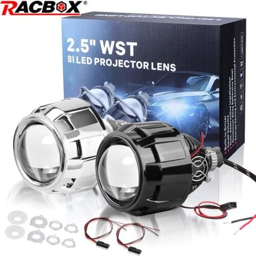 2.5 Inch Bi-LED Projector Lens Headlight H4 H7 9005 9006 H13 6000K White Bi LED Car LENS Angel Eyes Projector len Running light