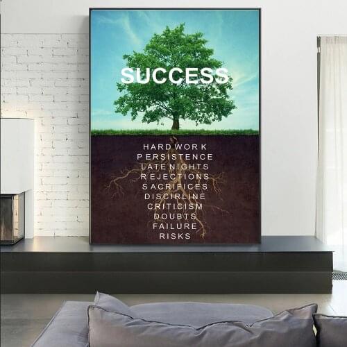 Tree of Success Canvas Posters Landscape Motivational Wall Art Quote Nordic Prints Wall Pictures for Living Room Home Cuadros