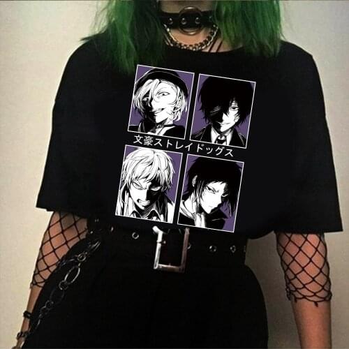Anime Bungo Stray Dogs T Shirt Women Harajuku Anime Short Sleeve Graphic T Shirts Summer
