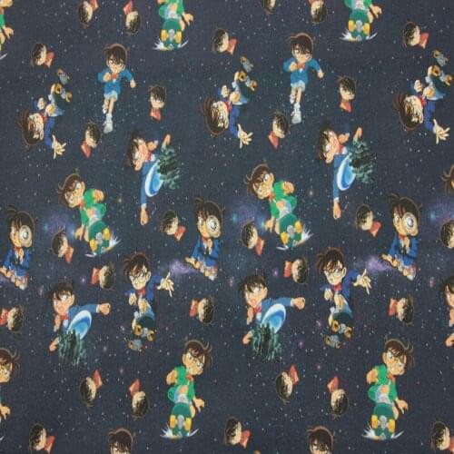 Cartoon Boy Conan Print 100% Cotton Fabric for Boy Clothes Bedding Set Hometextile Cushion Cover Backpack DIY