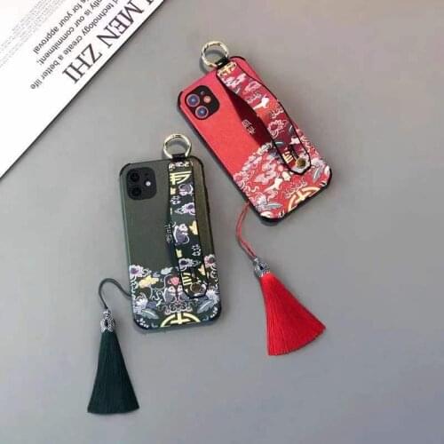 For iphone 12 camera full iphone11pro Fringe hanging decoratio China style xr high-end xsmax leather wristband bracket 8plus/7