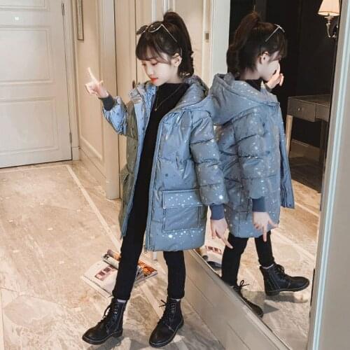 2020 Winter Girls Jackets 2 Colors For 3-12 Year Old Kids Girl Outwear Coat Hooded Children Winter Parkas Baby Girls Clothes