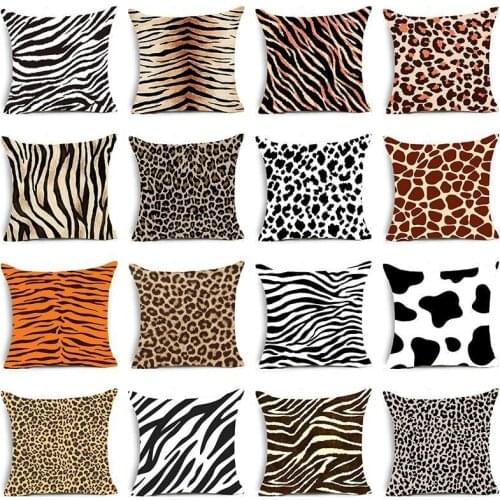 Striped Square Pillow Cases Animal Print Leopard Zebra Bed Sofa Waist Cushion Covers