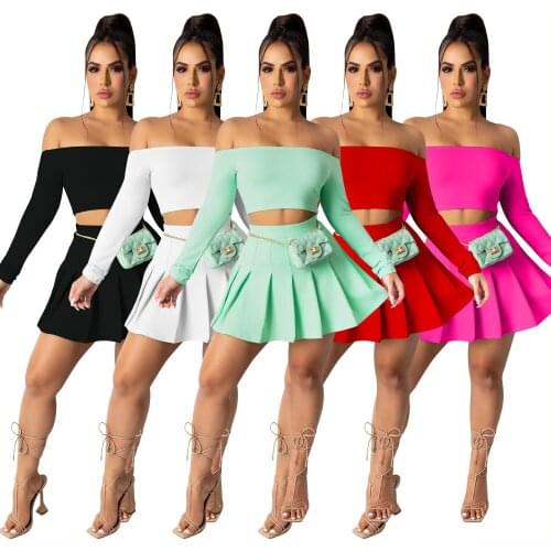 Summer New Womens Sexy Fashion Chest-Wrapped Pleated Skirt with Two-Piece Waist