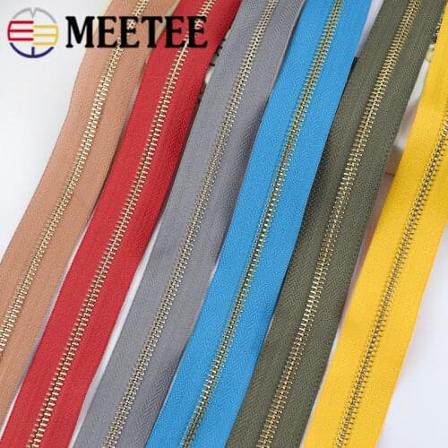Meetee 1Meter 5# Metal Code Zipper for Sewing Backpack Coil Zip Repair Clothes Open-end Zippers DIY Garment Accessories KY562
