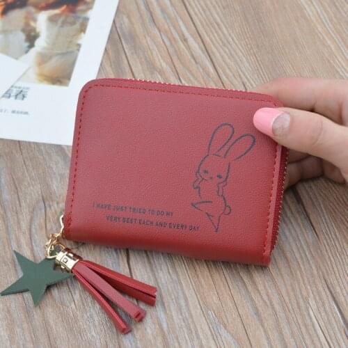 Cartoon Cute Rabbit Anime PU Leather Short Wallets Slim Mini Womens Small Clutch Female Coin Purse Card Holder with Zipper