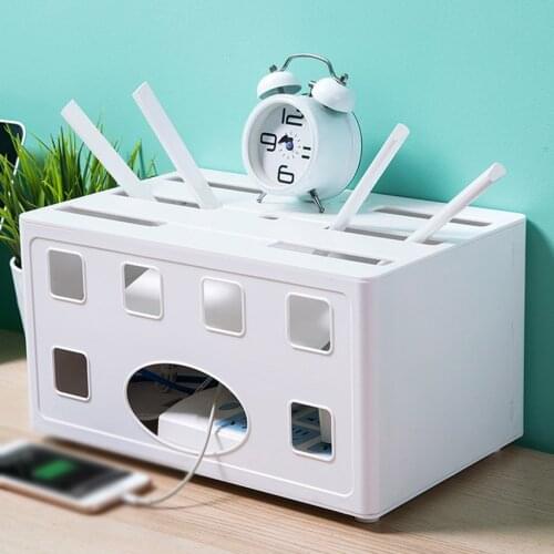 Multi-Function WIFI Router Storage Boxes Large Desktop Cable Power Plug Wire Organizer for Home and Office, Easy to Install