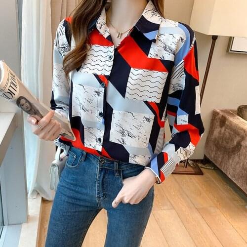 Chikichi Fashion Lapel Long Sleeve Chiffon Printed Shirt 2021 Spring and Autumn New Elegant Loose Casual Shirt Women Plus Size