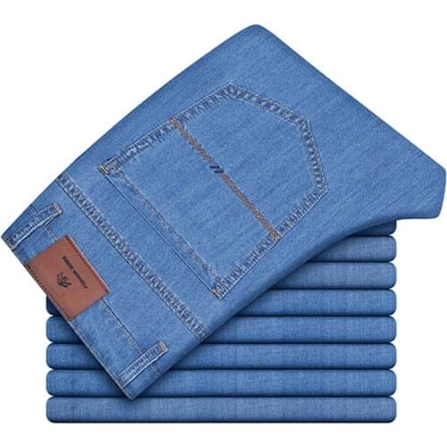 2021 Spring And Summer New MenS Stretch Slim Jeans Classic Fashion Casual Loose Straight Thin Denim Trousers Male Brand Pants