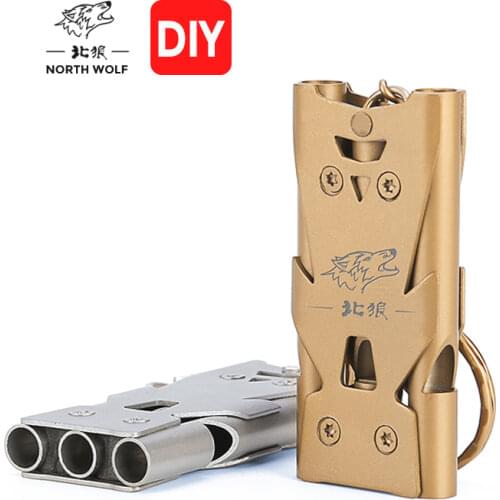 Stainless steel three tube whistle outdoor multi-function laser engraving high frequency survival whistle