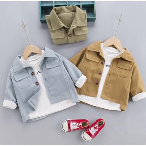 New Spring Solid Color Jacket Girls Casual Lapel Long Sleeve Coat Pocket Single Breasted Outer Infant Vitality Clothing 1 Piece