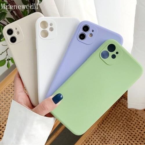 MrenewedM Original Luxury Liquid Silicone Phone Case For iPhone 12 11 Pro XR XS Max Square Bumper Shockproof Cover On 6 7 8 Plus