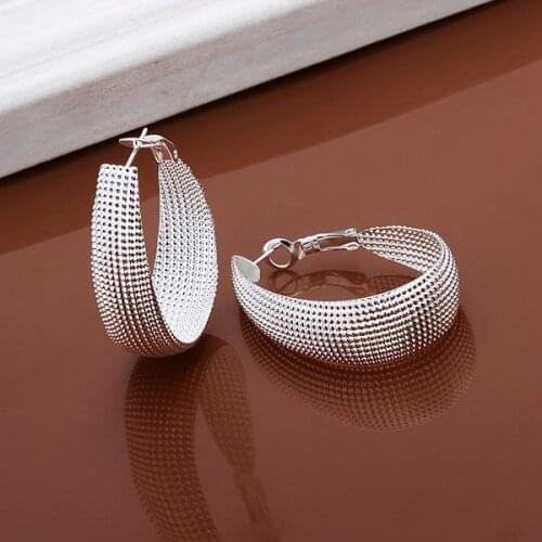 Wholesale High Quality Jewelry Silver plated Flat U web Earrings for Women best gift SMTE064