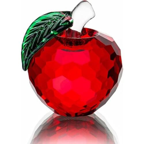 H&D Crystal Red Apple Paperweight 40mm Art Glass Collectible Figurines Best for Christmas Eve Gifts Home Wedding Decor Gifts