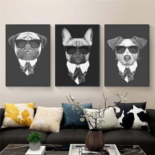 Nordic Dogs in a Suit Canvas Paintings On the Wall Art Posters And Prints Modern Funny Dogs Canvas Pictures For Living Room Wall