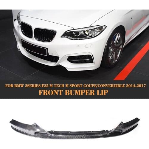 2 Series Carbon Fiber Front Bumper Lip Spoiler Chin for BMW F22 M Sport Coupe Only 14-17 Convertible 220i 230i 235i Black FRP