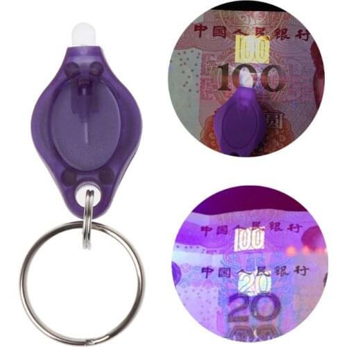 UV Mini LED Flashlight Keychain Torch Light Lamp Id Currency Passports Detector Pocket Pen Light Lamp Money detector lamp