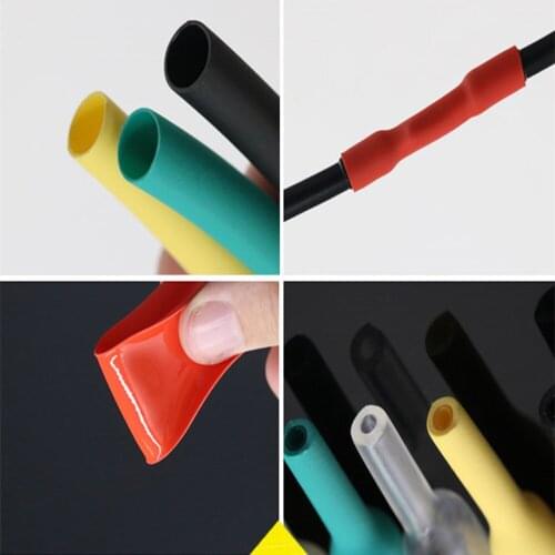 6.4mm Diameter Adhesive Lined 3:1 Heat Shrink Tube Dual Wall Glue Wrap Wire Waterproof Black/Red/Yellow/Green/Blue/White/Clear