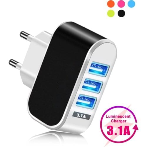 3 Ports Charger EU Plug Wall Mobile Phone Charger Adapter For iphone 12 pro Huawei Mate 40 pro Samsung Xiaomi Wall USB Charger