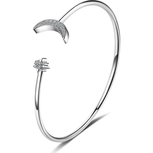 Everoyal Latest Women Bangles Silver 925 Jewelry Female Vintage Moon Star Crystal Bracelets Girls Party Accessories Trendy Gift