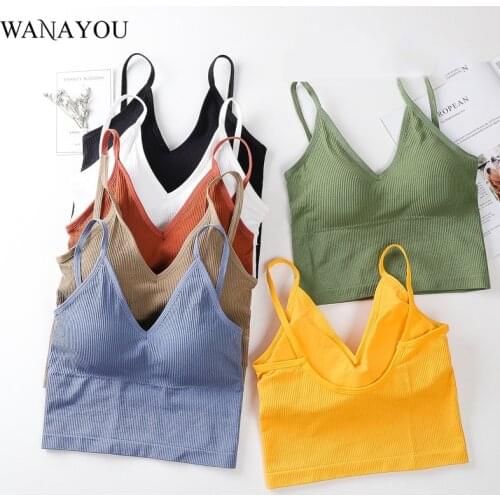 WANAYOU Women Breathable Sports Bra Top Anti-sweat Shockproof Padded Yoga Sports Top Athletic Gym Running Fitness Workout Tops