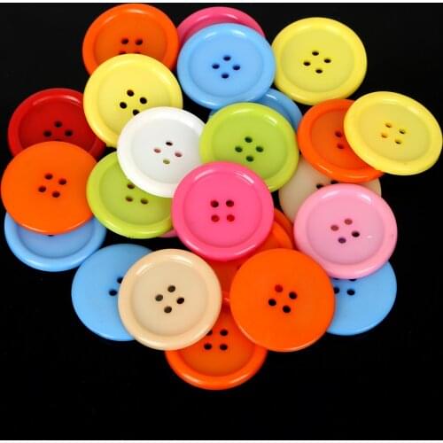 20PCS/lot Solid Random Mixed Color Plastic Buttons Handmade Round Button for Crafts DIY Baby Apparel Dolls Accessories 30x4mm